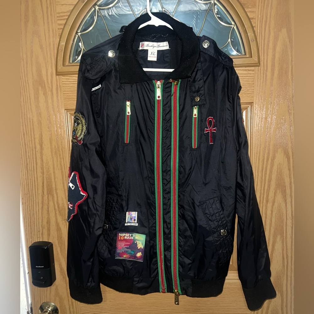 SOLD XL Vintage Brooklyn Basement Bomber Jacket Upcycled